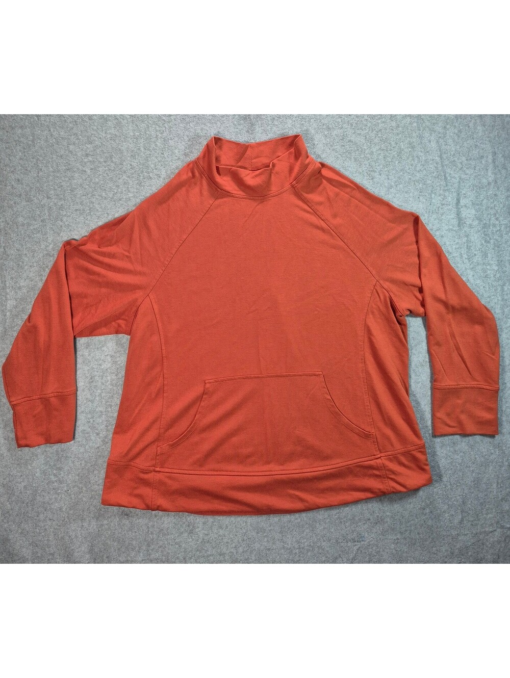 N Touch Women’s Large Rust Mock Neck Pullover Kangaroo Pocket